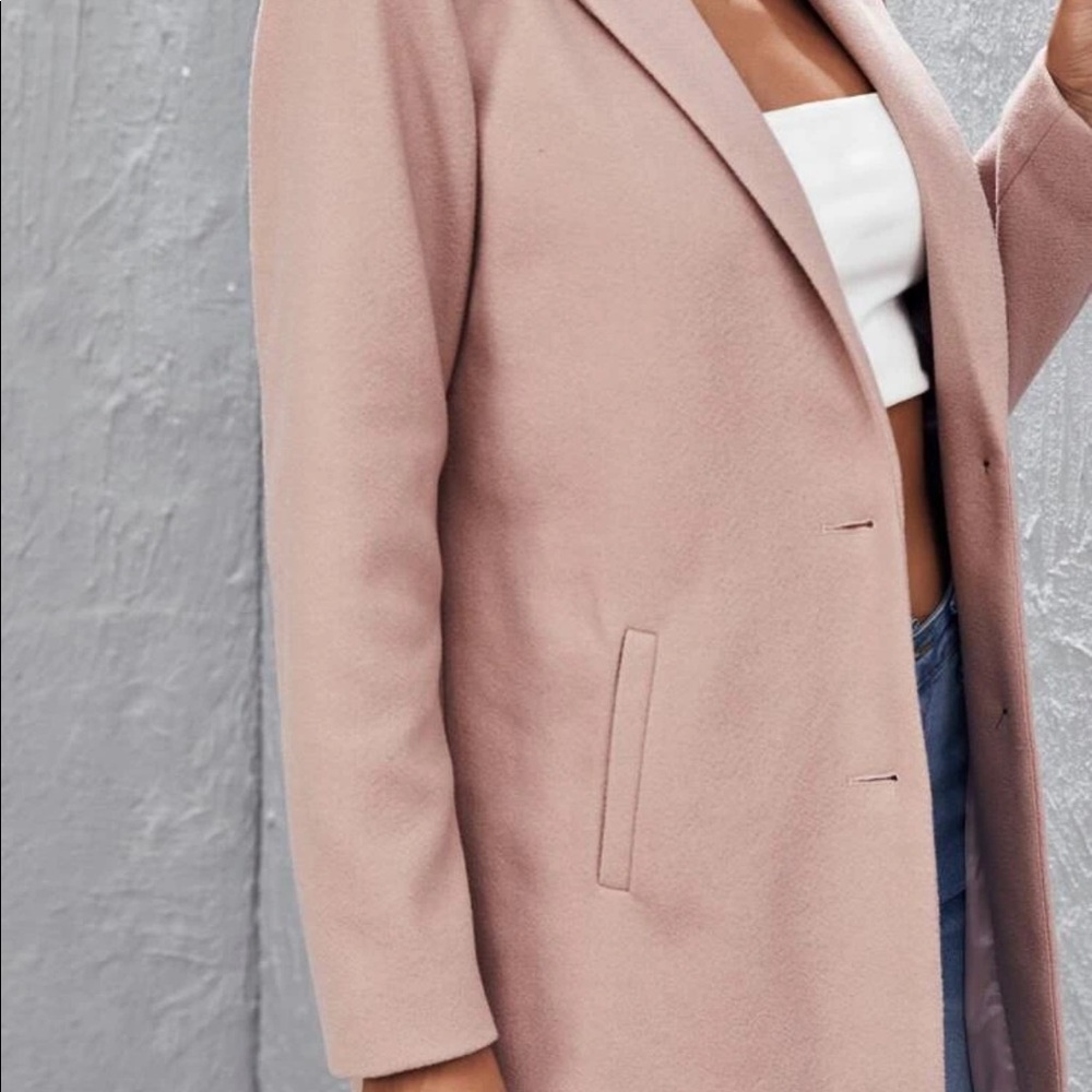 Wool like classic peacoat jacket pastel pink - Picture 2 of 9